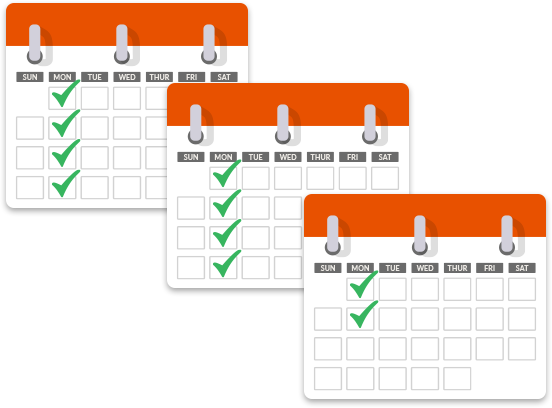 Calendars with checkmarks