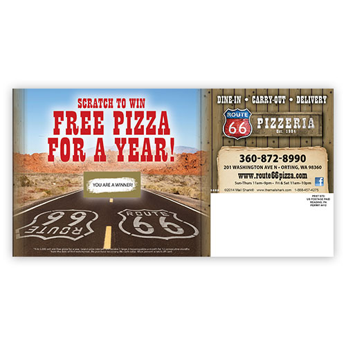 Route 66 Pizzeria Postcard Scratch-Off