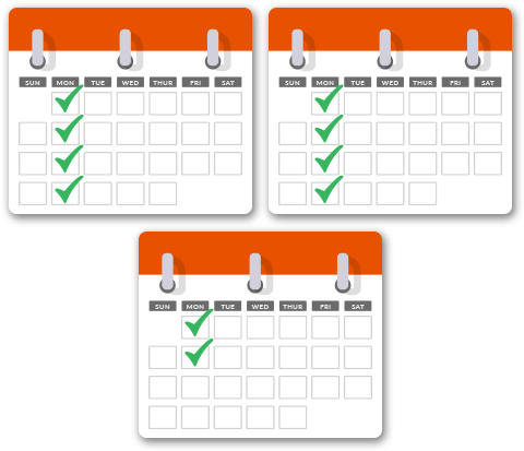 Calendars with checkmarks